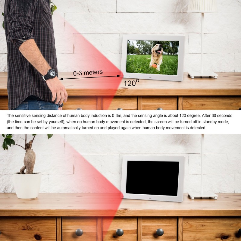 10in Digital Photo Frame White Human Body Induction HD Electronic