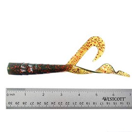 Fish WOW! 15pcs 6 inch Twin Tail Perch Grub 6" Fat Scampi Soft Lure - Motor Oil