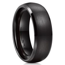 King Will Black Domed Tungsten Ring 8mm Brushed Matte Finished Wedding Band Size 10