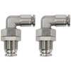 Jienk 2Pcs 304 Stainless Steel Bulkhead Elbow 1/4" x 1/4"