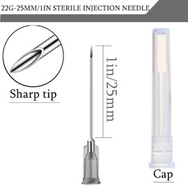 100Pack 22Ga 1Inch/25mm with Cap Dispensing Needle Accessories Disposable Lab Supplies, Individually Sealed Wrapped