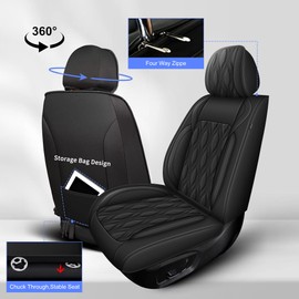 DISUTOGO Car Seat Covers Fit for Toyota Venza 2009-2020: Front Seat Covers Waterproof Faux Leather Automotive Seat Cushion Protector Compatible Airbag (2 Seats,Black)