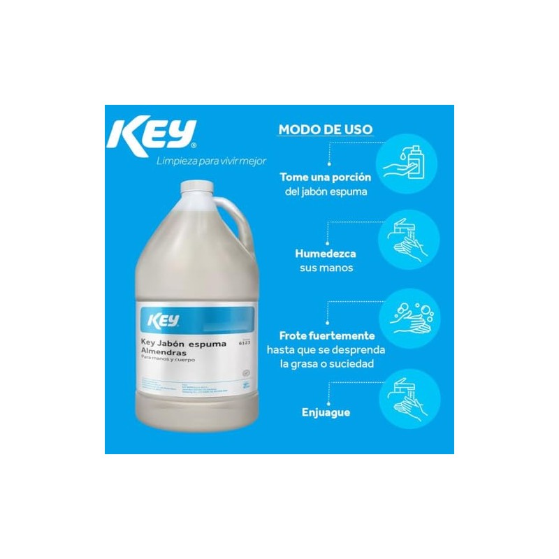 KEY Jabón Espuma de Almendras, 4L | Para Manos y