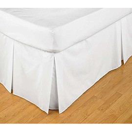Hachette] PLATFORM BASE PLEATED VALANCE SHEET SINGLE SIZE WHITE 100% EGYPTIAN COTTON 200 THREAD COUNT