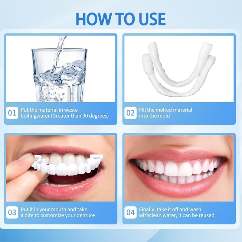 GGUFAY 1 Paare Lächeln Zähne Furniere, Komfort Sofortige Kosmetische Veneers