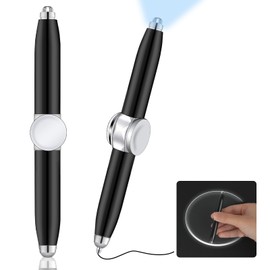 AUAUY 2 PCS Fidget Pen with LED Light, Multi-functional Spinning Pen Help Thinking & Relieve Stress Fidget Ballpoint Pen, Rotating Anti Stress Anxiety Gift Pen for Business Adults Students Kids-Black