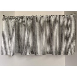 Valance Black and White Ticking Stripe Custom Window Treatment
