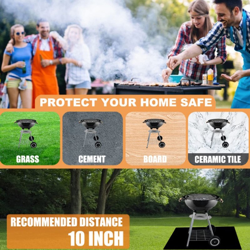 Fire Pit Mat Heat Proof Rectangle Mat for Outdoor Patio
