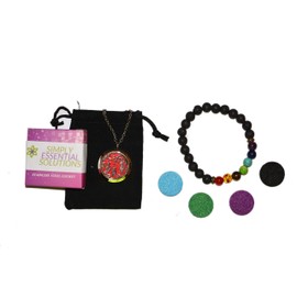 Aromatherapy Essential Oil Diffuser Stainless Steel Silver Magnetic Locket Pendant 2 sizes Chain Necklace, Refill Pads & Diffuser Bracelet in a velvet (ornaments)