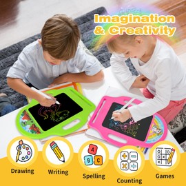LAEBULD LCD Writing Tablet for Kids 2 Pack, Doodle Board for Ages 3-8 – Erasable Drawing Pad with Stylus, Educational Learning Toys for Boys & Girls Gift for Kids (Green & Pink)