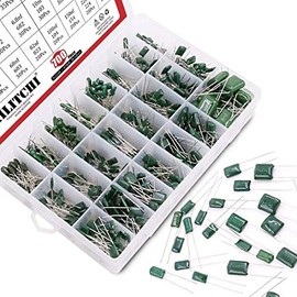 Hilitchi - Kit surtido de condensadores de película de poliéster Mylar de 24 valores, 0.22NF a 470NF / 100 V