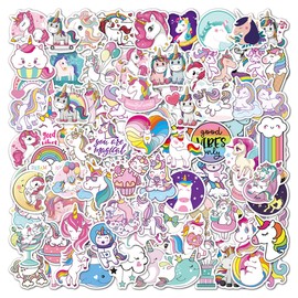 Unicorn Stickers, Cute Animal Gift for Kids Teen Adult, Lovely Waterproof Vinyl Decals for Laptop Water Bottles Skateboard Bike Car Helmet Luggage Guitar Scrapbook Phone Pad [100PCS]