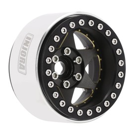 INJORA 1.9 Inch Beadlock Rim - 143g Super Heavy Brass & Aluminium Deep Dish Rim for 1/10 RC Crawler SCX10 TRX4 VS4-10 Gen8, Black