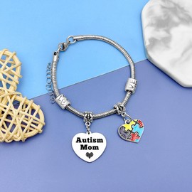 DlaeKua Autism Mom Gifts Autism Awareness Bracelet for Women Autism Awareness Gift for Mom Autism Jewelry Mom Christmas Birthday Gifts from Daughter Mom Autistic Gifts Inspirational Gifts for Mom