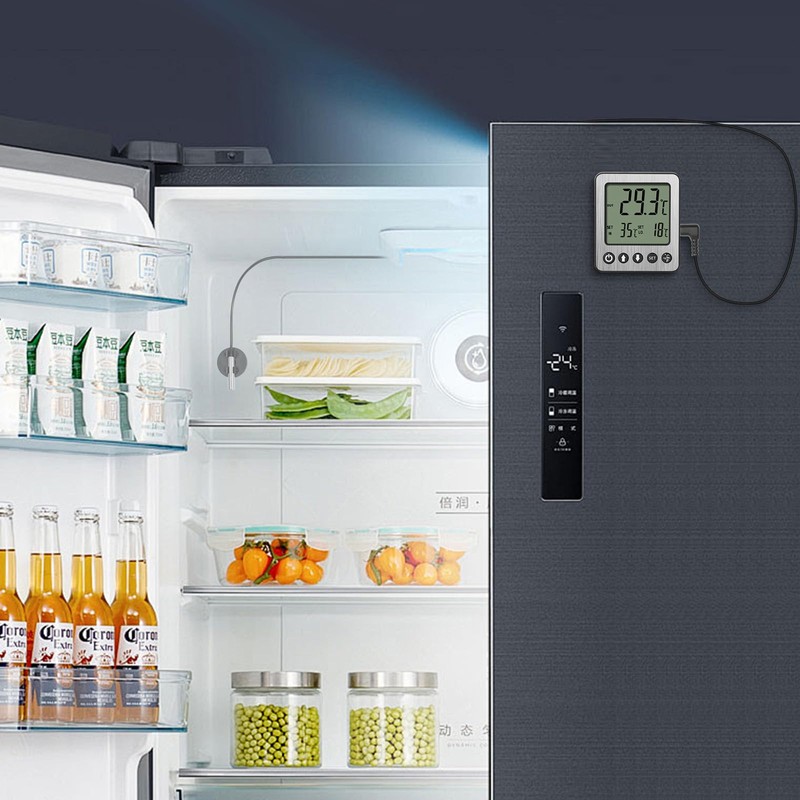2 pcs Refrigerator Thermometer Freezer Alarm Digital Freezer Thermometer Fridge