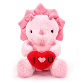 VANLINNY NEW Valentine's Day Gifts for Kids, Pink Dinosaur Stuffed Animal with Heart, Cute Soft Triceratops Plush Gift for Him, Her, Boyfriend, Girlfriend, Families, Birthday Anniversary to Show Love