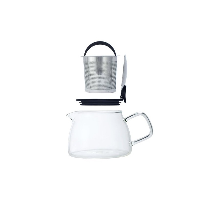 Forlife Bell Glass Teapot with Basket Infuser, 14-Ounce/430ml, White