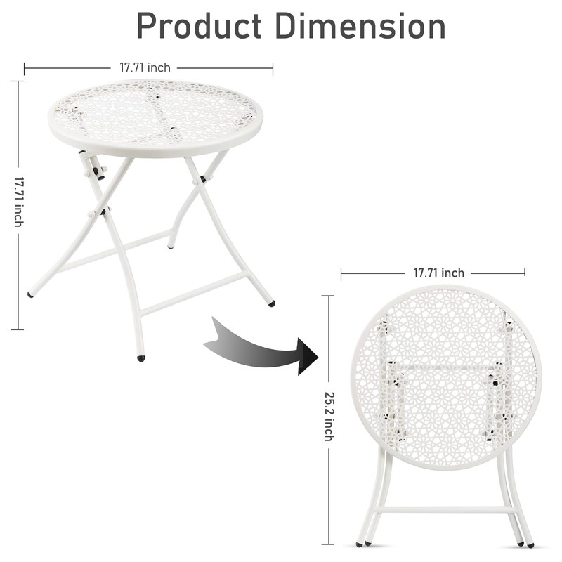 TeoKJ Folding Outdoor Side Tables, Anti Rust Small Patio Table