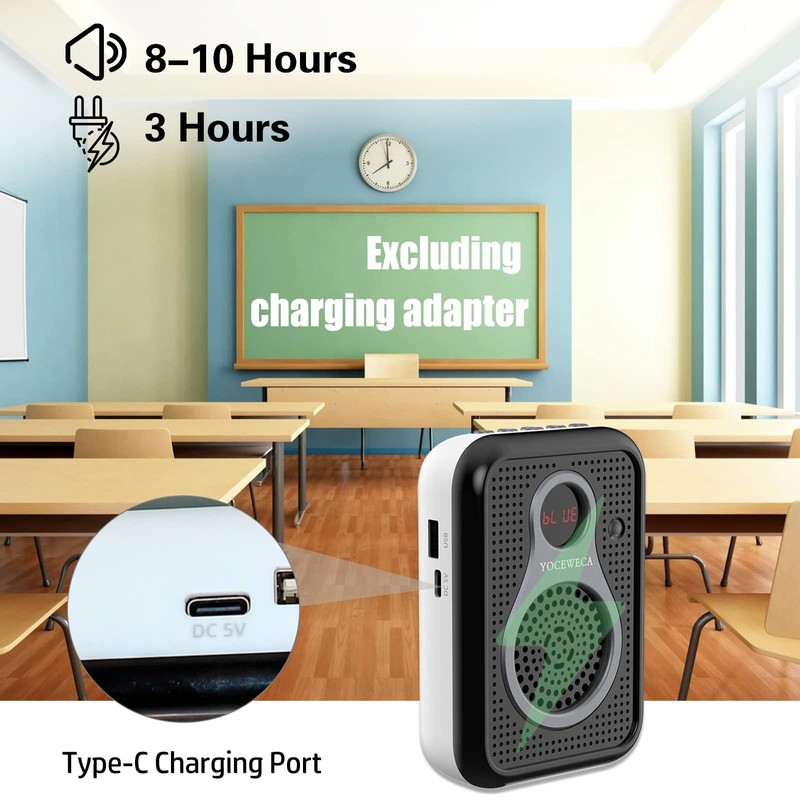 Voice Amplifier with Wired Headset Microphone - Supports Mute/Bluetooth 5.0