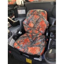 Durafit Seat Covers, KU39 MC2 Orange KUBOTA Models SVL 65.2 KUBOTA Skid Loader,Tracked Skid Loader in Orange Camo Endura. Also R640 Loader seat. Protection, Style and Comfort.