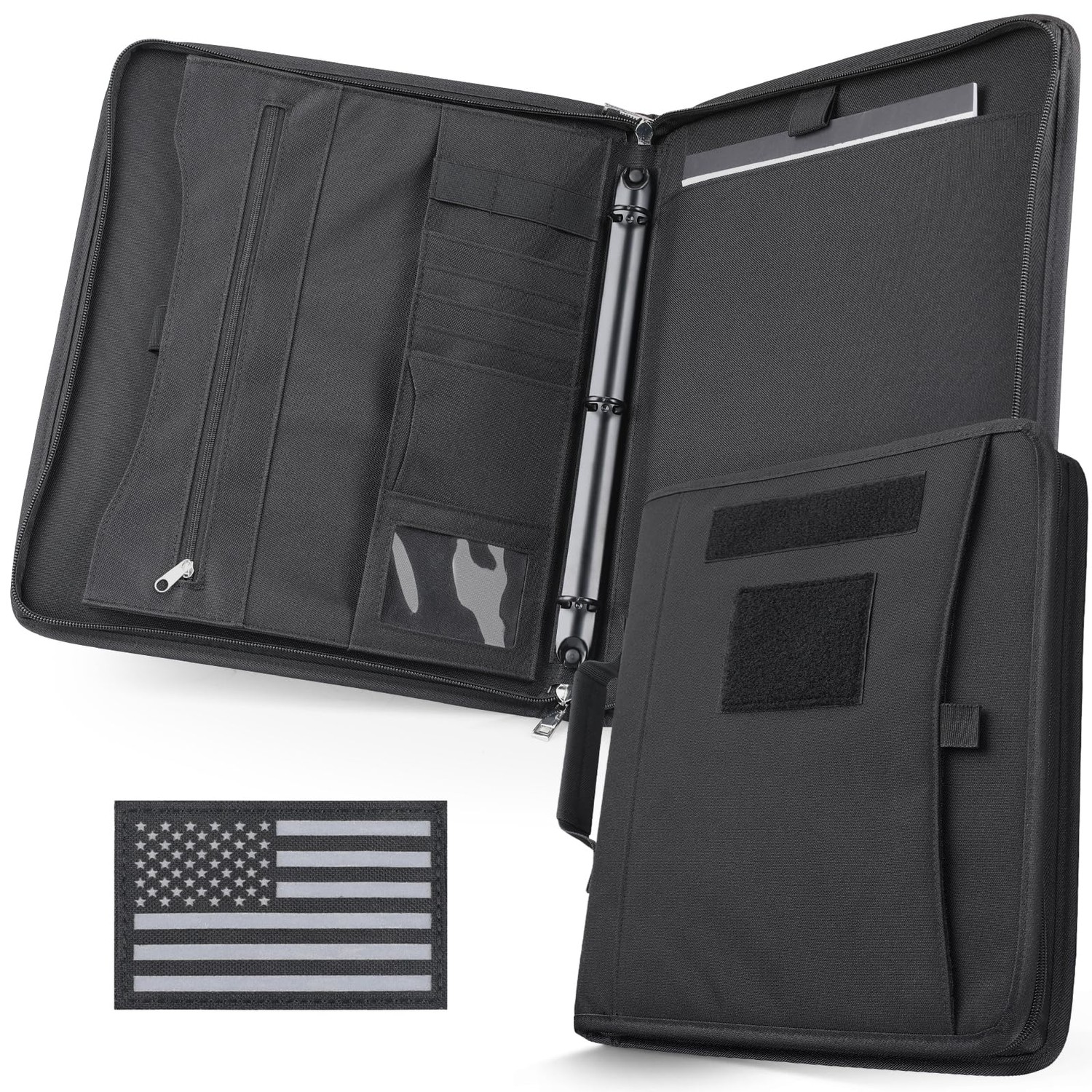 LIVANS Tactical Notebook Portfolio Padfolio Ring Binder with Zipper ...