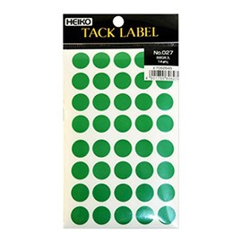 HEIKO Tack Label (Sticker) No.027 Round, Green, 0.6 inches (14 mm), 680 Pieces/62-1029-43