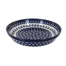 Blue Rose Polish Pottery Flowering Peacock Pie Dish
