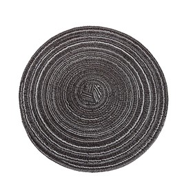 Placemats, Washable Woven Vinyl Placemats for Dining Table, Easy Clean Plastic Placemats, Black (Black, One Size)
