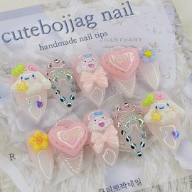 Mongsil Doll Handmade Nail Tips - Square S / 몽실인형 수제네일팁 - 스퀘어S