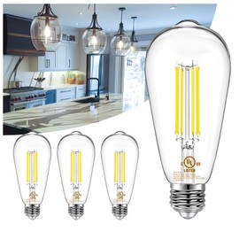 DAYBETTER 4 Pack Vintage LED Edison Bulbs, E26 Led Bulb 60W Equivalent, Dimmable Led Light Bulbs, High Brightness 800 LM Neutral White 4000K, ST58 Antique Filament Bulbs, Clear Glass Style for Home