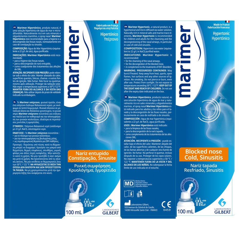 Marimer Hypertonic Saline Nasal Spray All Natural Seawater (3 Packs),Sinus