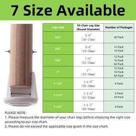 1" Chair Leg Tips Caps, Non-Slip Rubber Leg Tips, Stool Leg Protectors Cap, Folding Metal Chair Leg Tip Replacement, Chair Leg Floor Protectors Round White, 12 Pack