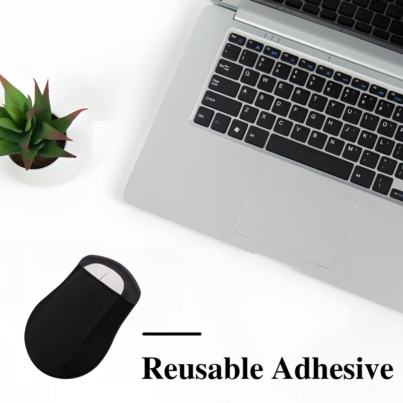 2 Pack Black Stick-On Mouse Pouch, Mouse Holder for Laptop