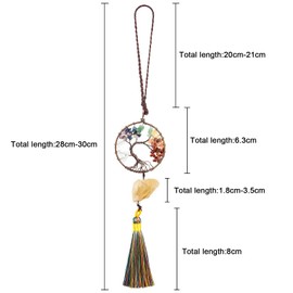 mookaitedecor Natural 7 Chakra Crystal Tree of Life Wall Art Hanging Decor Good Luck Crystal Car Hanging Accessories Raw Yellow Citrine Healing Crystal Hanging Ornament Chakra Tree of Life Gift