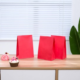 SUNCOLOR 30 Pack Red Paper Bags Party Favor Bags Goodie Bags for Kids Birthday Party/Valentines Day Gift Bags