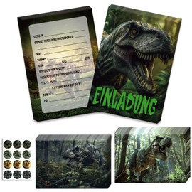 JJJZAMZ 12 x Dino Invitation Cards Children's Birthday (A6), Dinosaur Birthday Invitation, Children's Birthday Invitation Cards for Boys Dinosaur Party Invitations