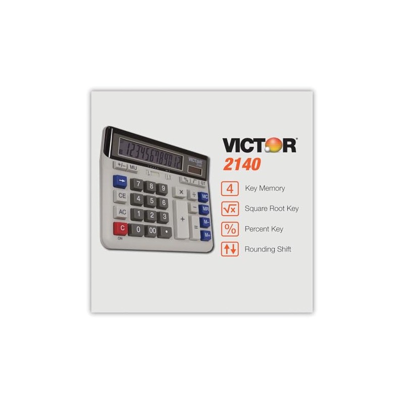 Calculadora de negocios de escritorio 2140, Lcd de 12 dígitos,