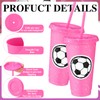 Domensi 12 Pcs Sport Soccer Plastic Cups with Lid and