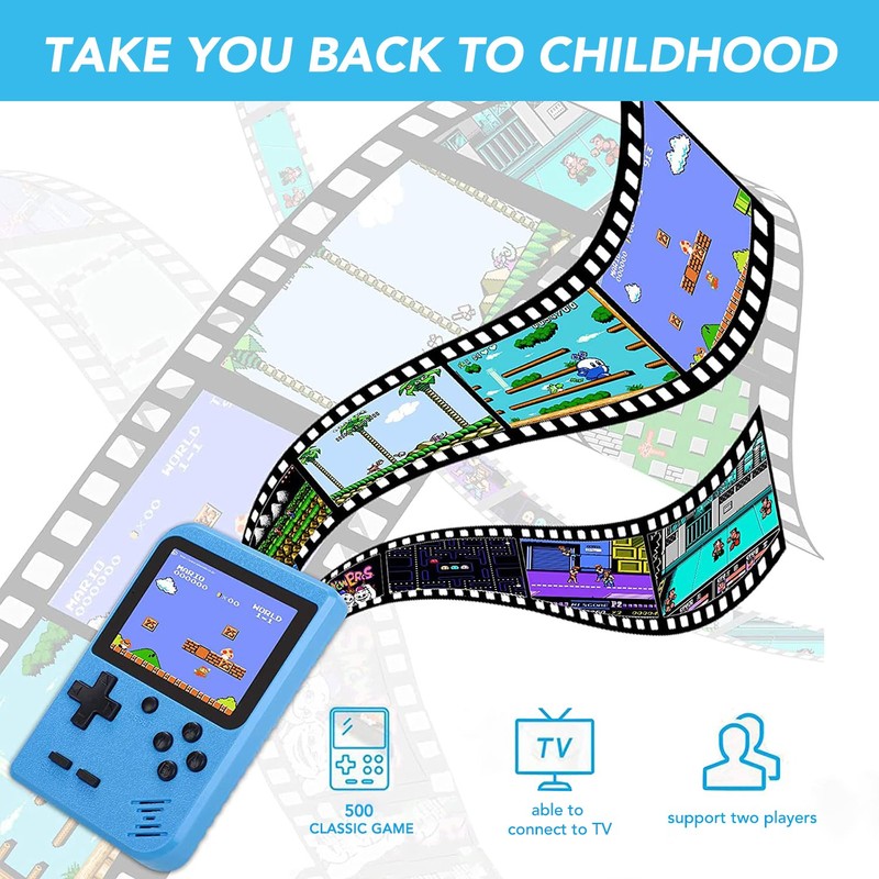 PTEROMYS Retro Handheld Game Console with 500 Classic FC Games