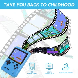 PTEROMYS Retro Handheld Game Console with 500 Classic FC Games - 2.8 Inch Screen, Blue