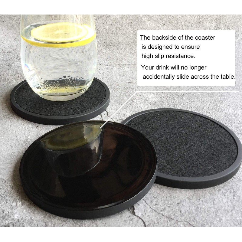 Absorbent Coasters for Drinks with Holder - 6packs, Silicone Coaster