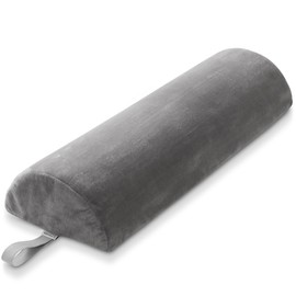 Saloniture Jumbo Half Round Massage Table Bolster Pillow Pad - 26 x 9 x 4.5 Inch - Gray Velour