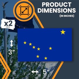Magnet Me Up Alaska US State Flag Bumper Sticker - 3x5 2 Pack, Sticker for Cars, Laptops, Toolbox - Outdoor UV Vinyl Adhesive, Fade Resistant, Made in USA