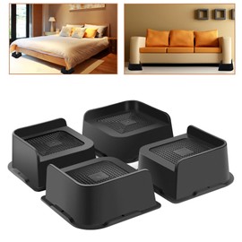 Tocawe Bed Risers 2 inch Heavy Duty 4 Pack, L Shape Funiture Risers 2 inch Support 5000LBs, Oversized Lifts Risers for Dorm Beds Frame, Sofa, Desk, Couch, Chairs Legs,Black