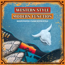 Cow Skull Floating Pool Chlorine Dispenser - Large Capacity Floater for 3'' Tabs, Adjustable Flow, Unique Added Buoyancy, Weather Durable PP & ABS