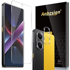 Anbzsign 2+2Pack Tempered Glass Screen Protector and Camera Lens Protector for Xiaomi Poco X7 Pro 5G, 9H Hardness Anti-Scratch Case Friendly Bubble Free