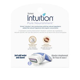 Schick Intuition Pure Nourishment - Repuesto de hoja de afeitar para mujer, con leche de coco y aceite de almendras, Sustento puro, Nutrición pura.
