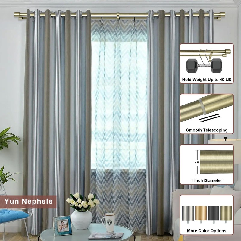 Double Curtain Rods 72-144", Decorative Double Drapery Rods with Cap