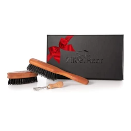 Zilberhaar Basic Beard Brush Kit (Soft Version) 2nd Cut Boar Bristles - Ideal for Stubbles and Short To Medium Beards - Distributes Balm and Oil for G