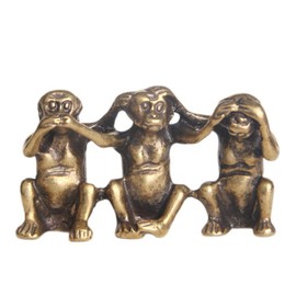 TEAMWILL Small Brass Metal Statue Ornament Animal Figurines Figurine House Decoration 1PC (Monkey (1PC)
